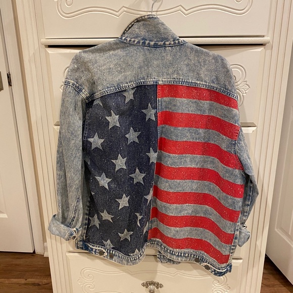 H&M Jackets & Blazers - H&M American Flag Oversized Fit Denim Jacket